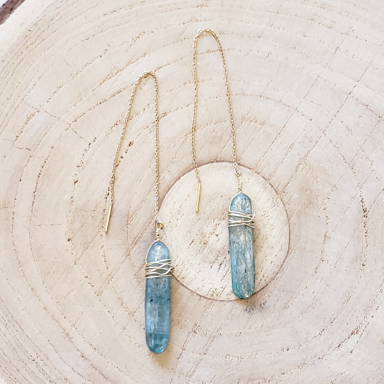 Kyanite Threader Earrings
