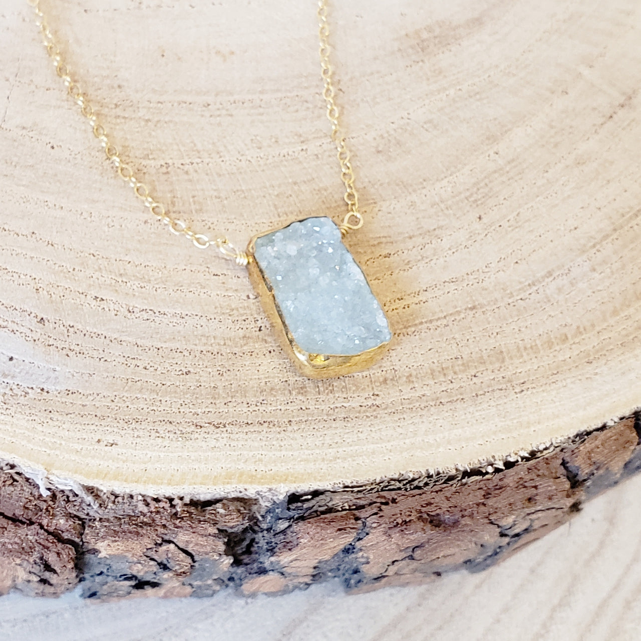 Aqua Blue Druzy Necklace