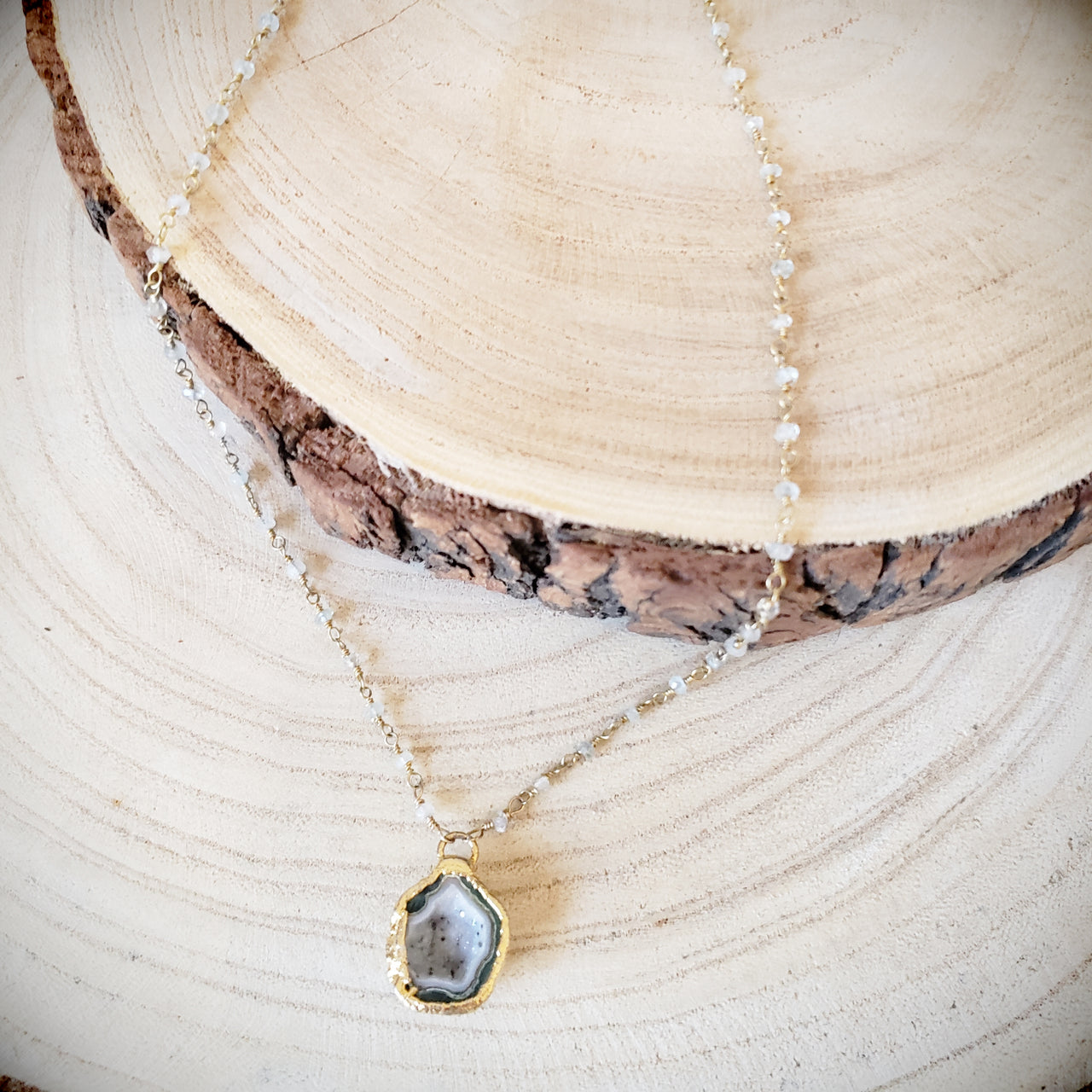 Aquamarine & Geode Necklace