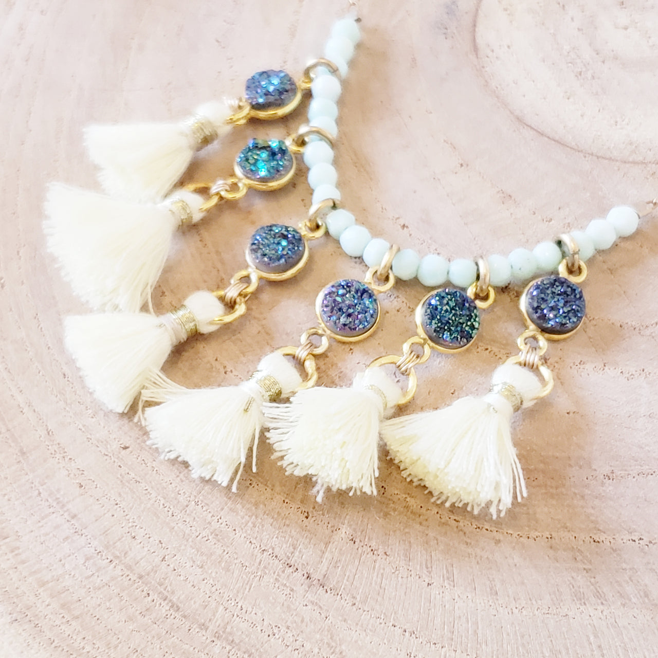 Mini Druzies and Tassels Necklace