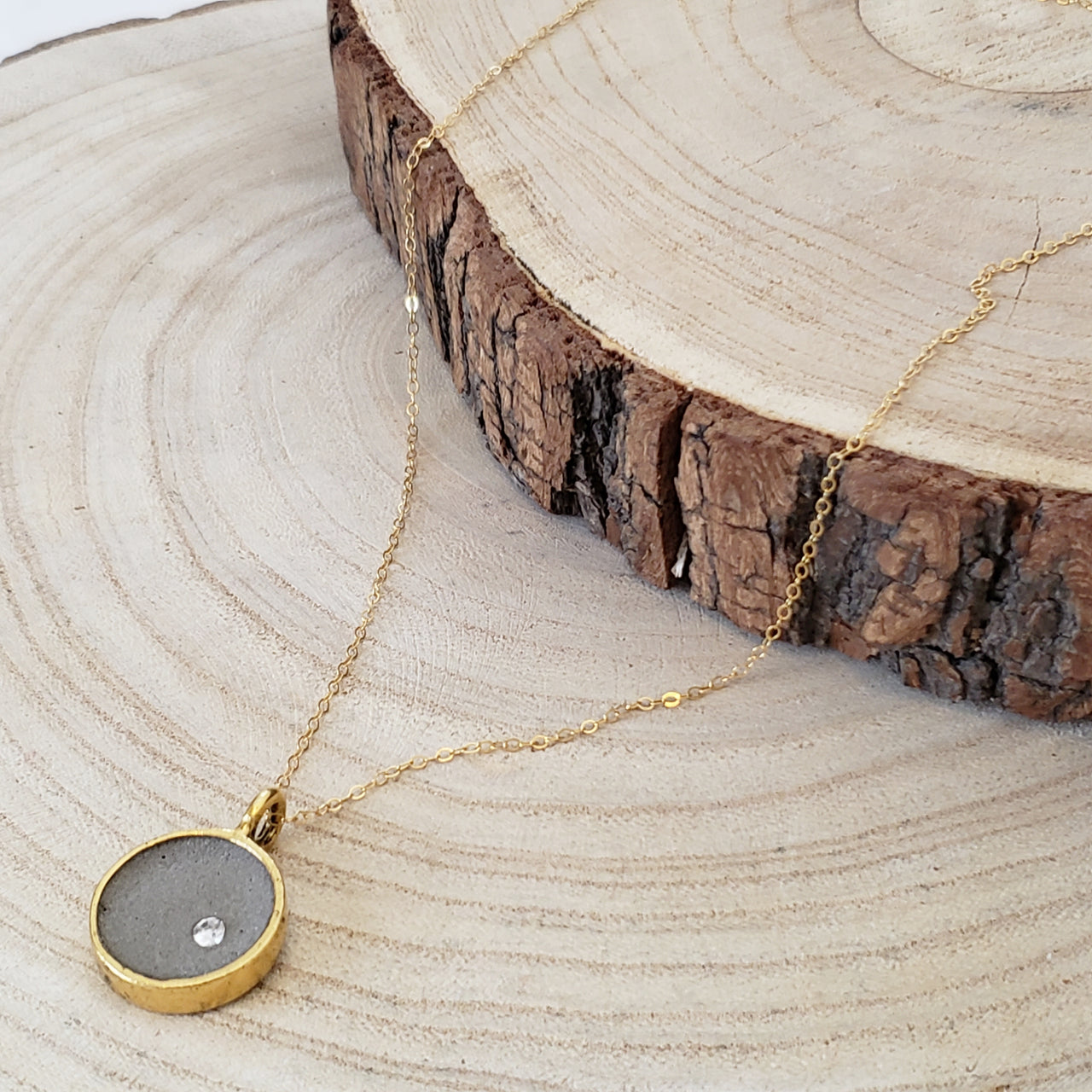 Delicate Large Round Concrete Necklace