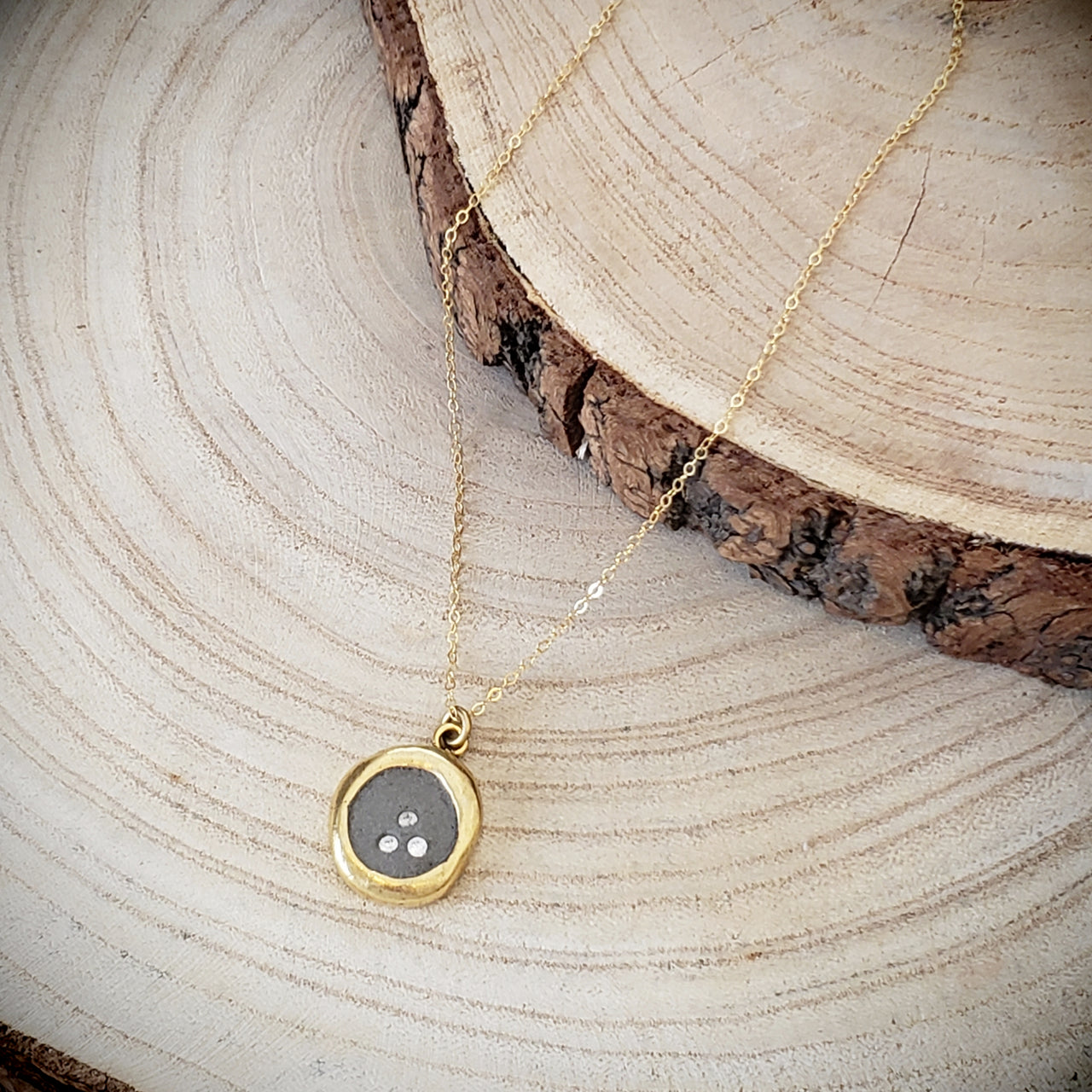 3 Crystal Organic Concrete Necklace