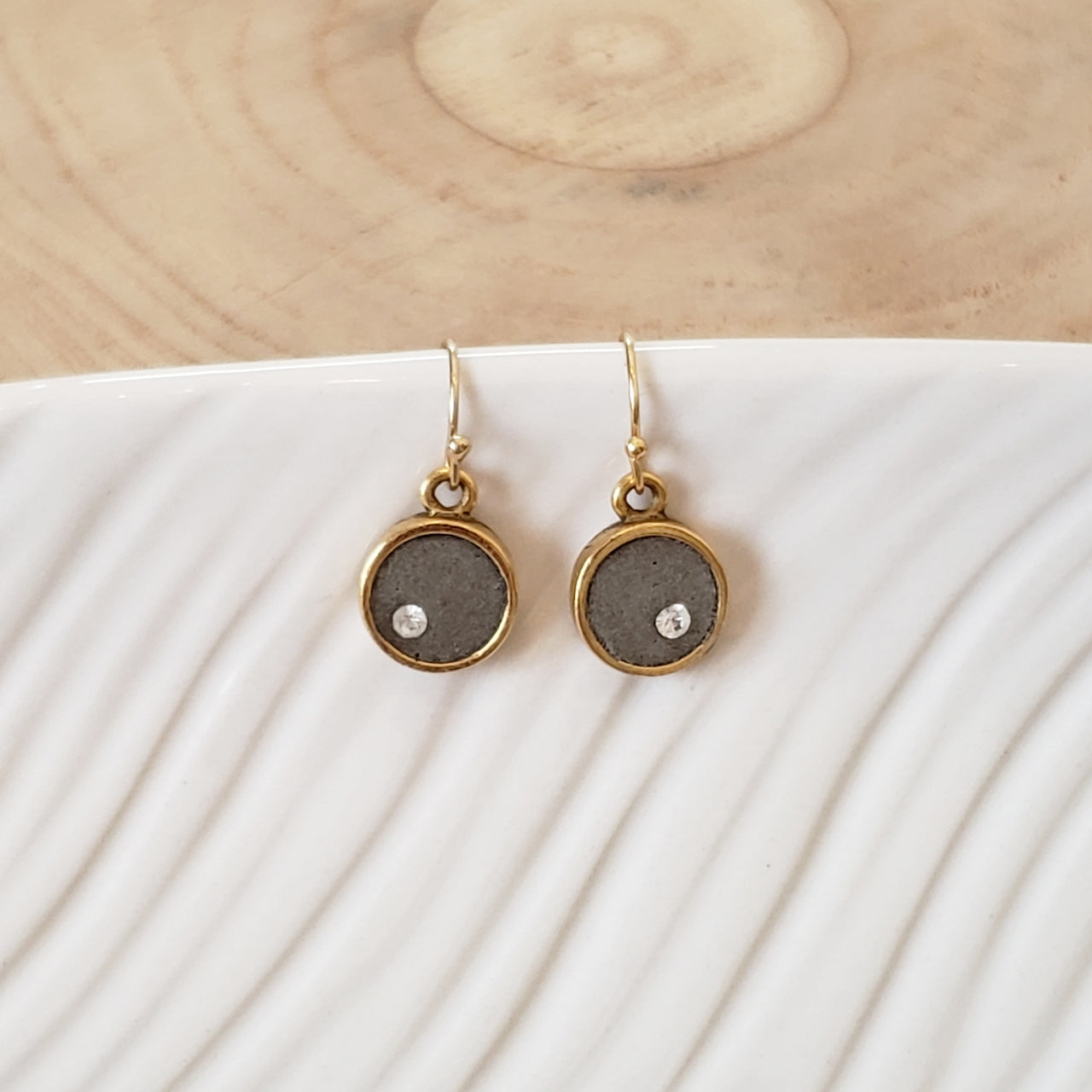 Mini Circle Concrete Earrings