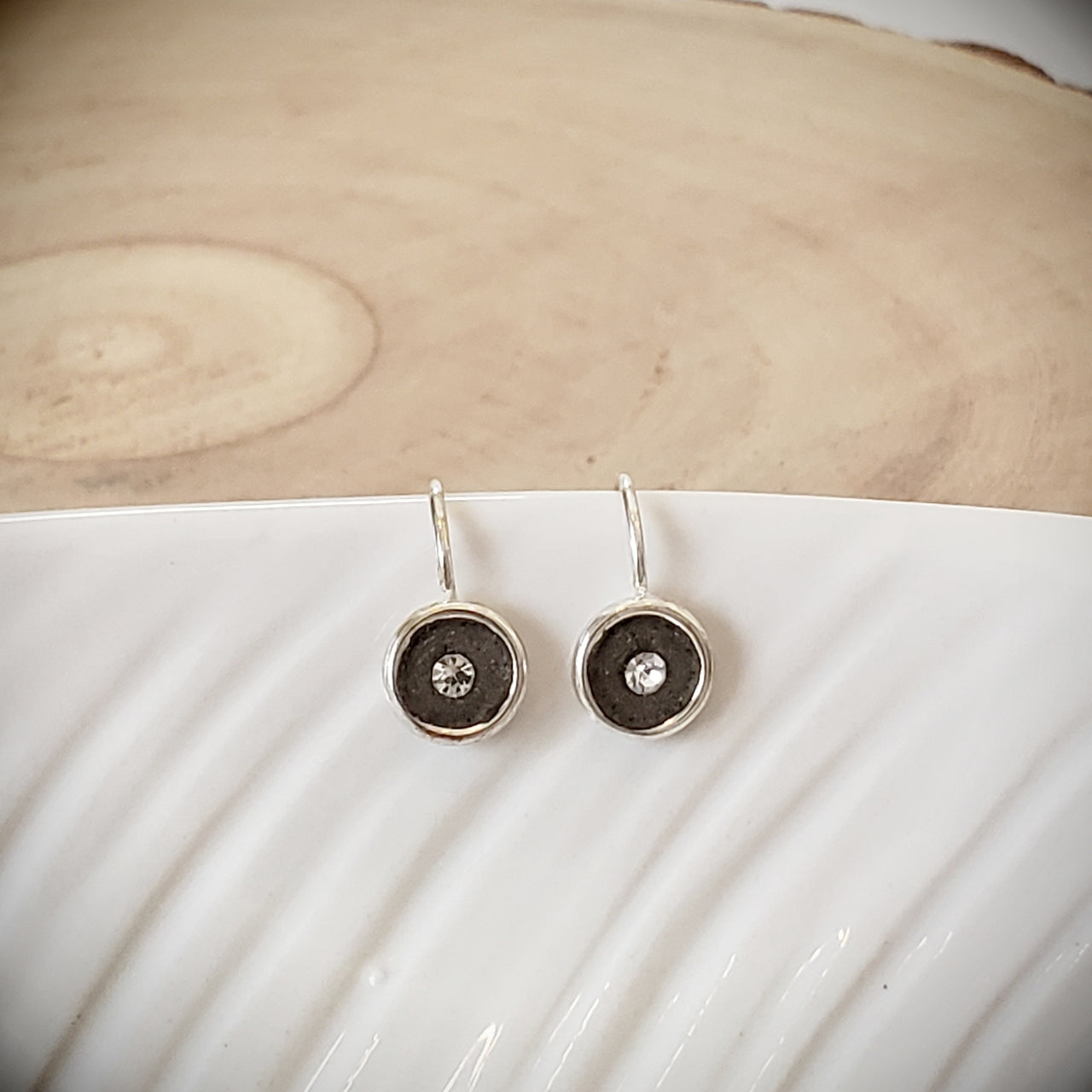Mini Concrete Disc Hook Earrings