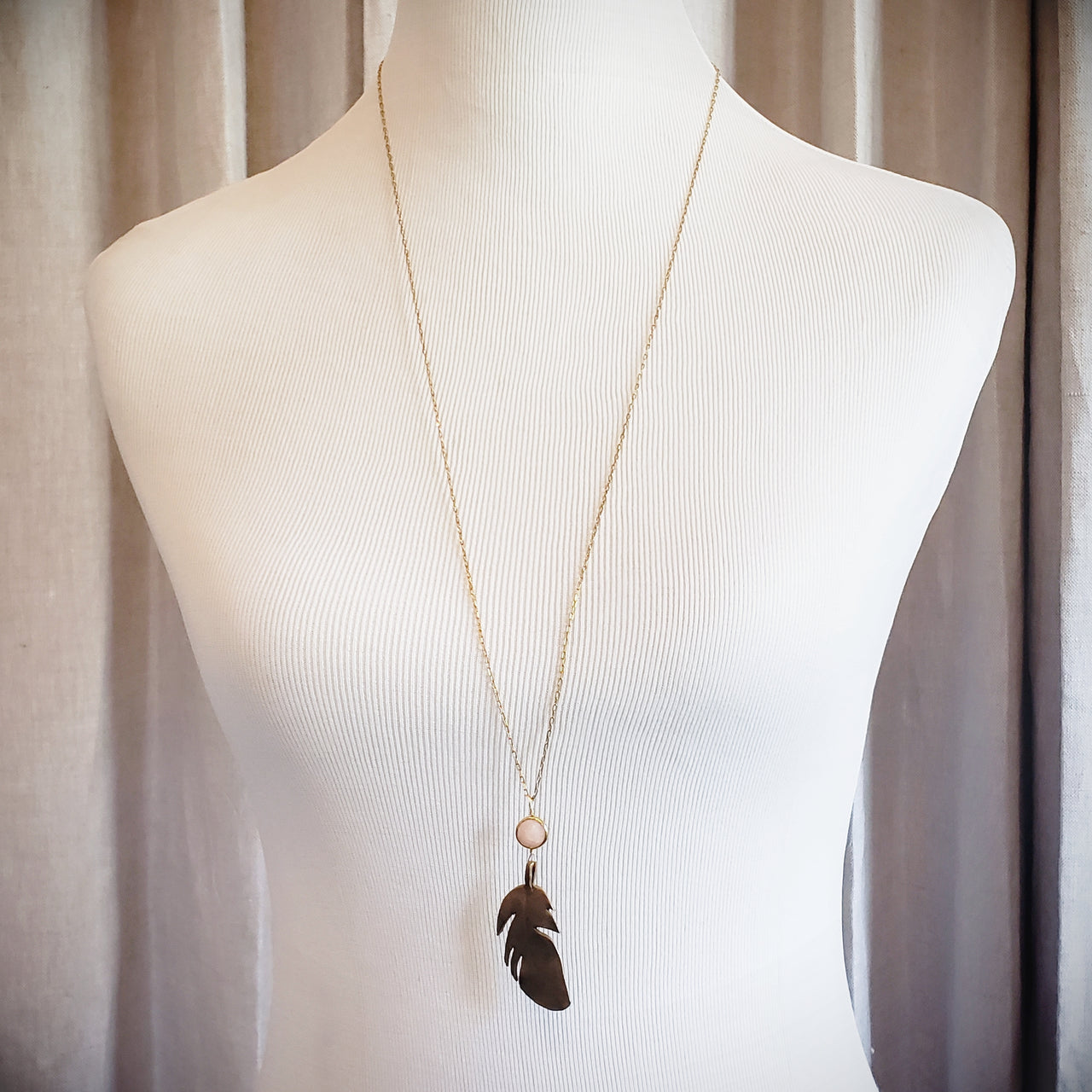 Bronze Feather Necklace