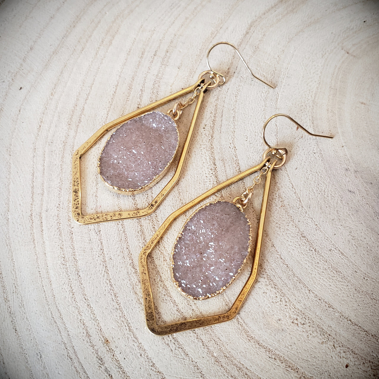 Geometric Druzy Earrings