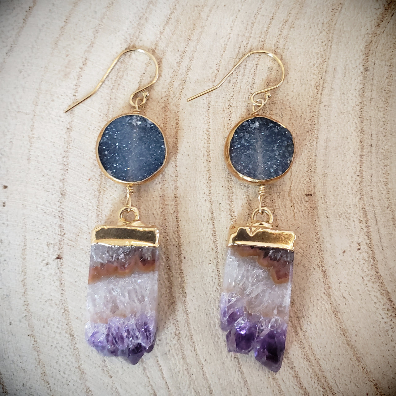 Amethyst Slice Earrings