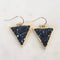Medium Black Crystal Sparkle Triangle Earrings