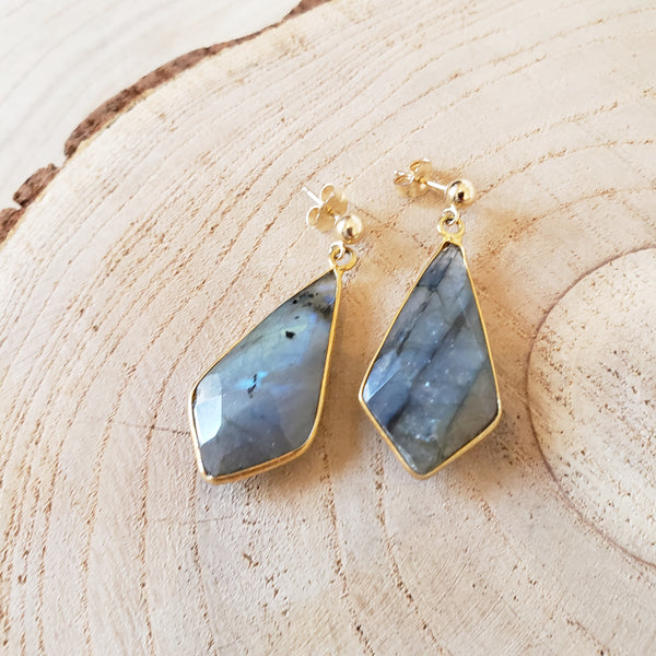 Labradorite Diamonds Earrings