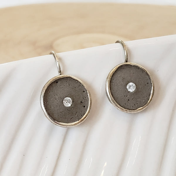 Concrete Disc Hook Earrings