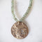 Bronze Disc on Green Amethyst Necklace