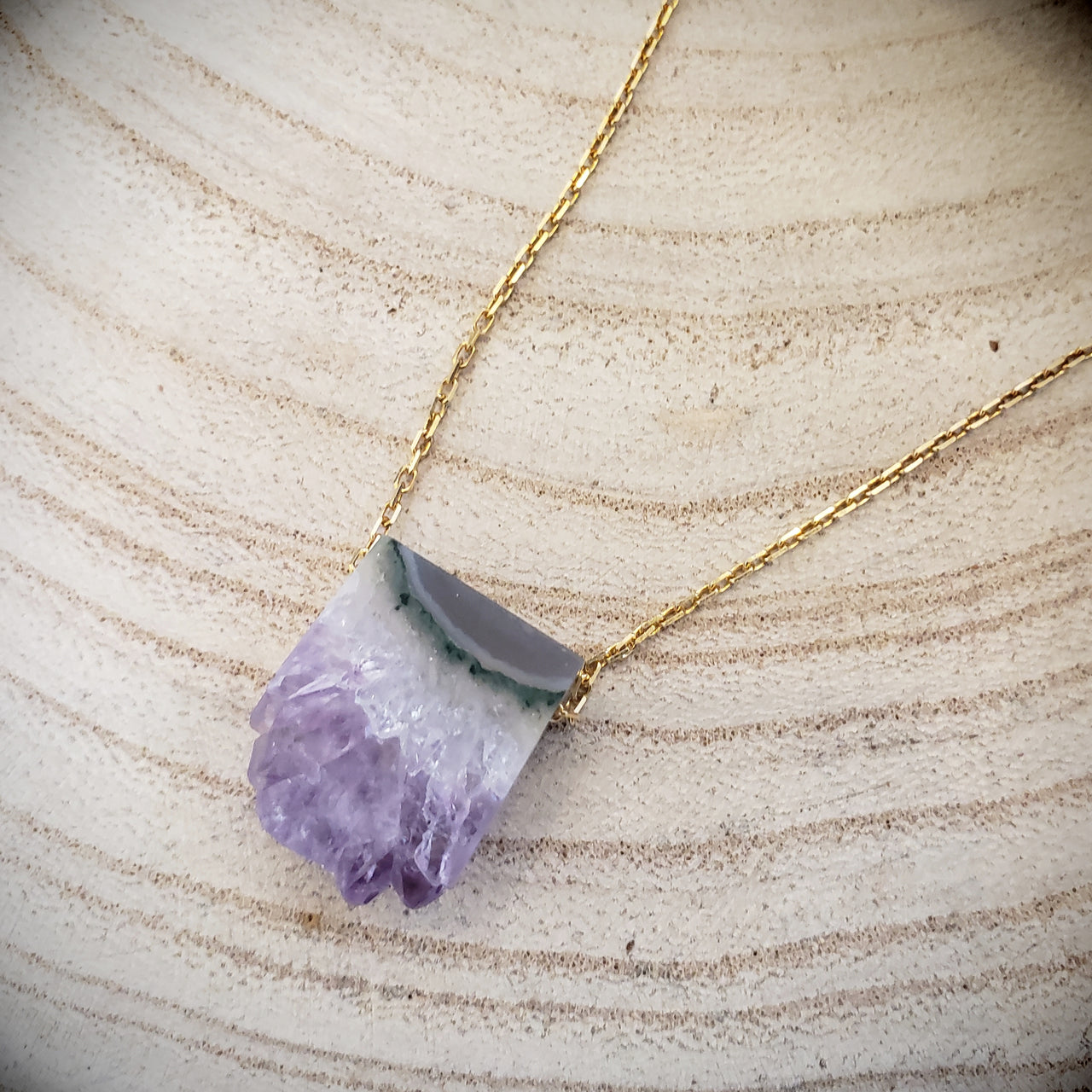 Mini Amethyst Slice Necklace